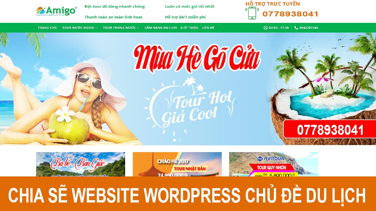 Chia sẻ Mã nguồn Website Wordpress chủ đề Du Lịch (PHP)